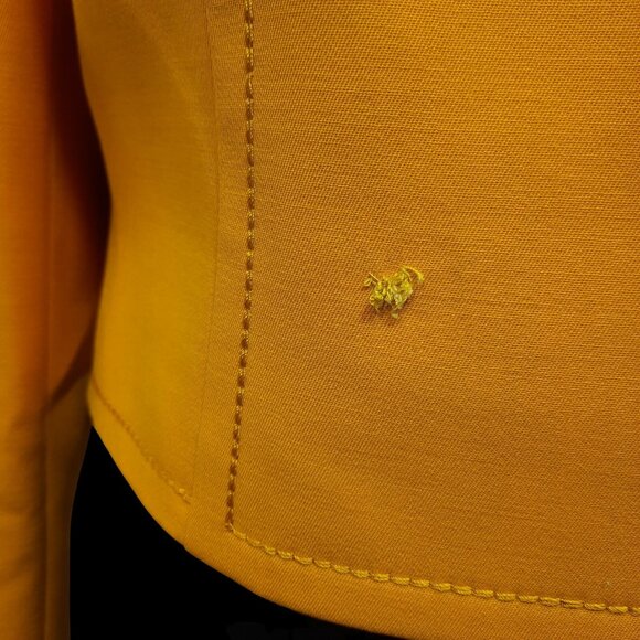 Vintage 60s Pierre Cardin Suit Jacket M Mod Daisy Buttons Yellow Wool Gabardine - Picture 5 of 12